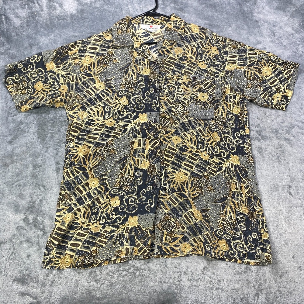 Vintage Stunt Collections 100% Silk Blouse Shirt Women Medium Geometric Abstract